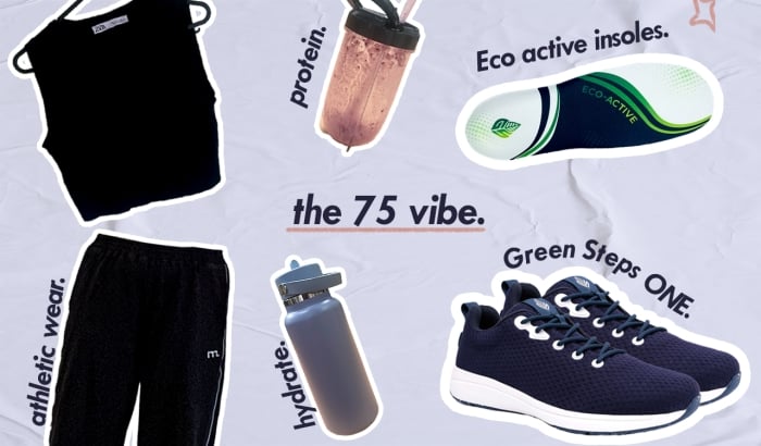The 75 vibe, with images of products used in the challenge