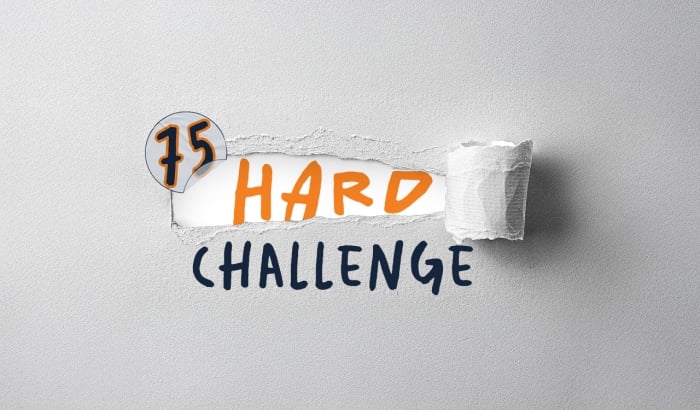 Depicts the title; 75 Hard Challenge