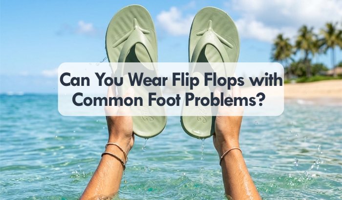 Tiki Flip-flop image with the quote "Can You Wear Flip Flops with Common Foot Problems?"