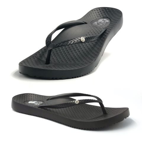 Tiki Girl Flip-Flops BLACK