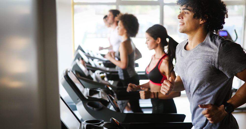 running on a treadmill