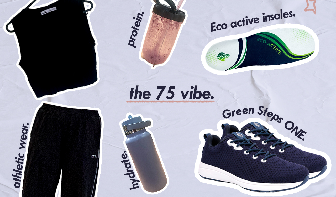 The 75 vibe, with images of products used in the challenge