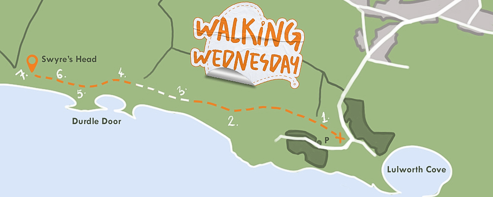 Map of the walk between Lulworth Cove and Durdle Door