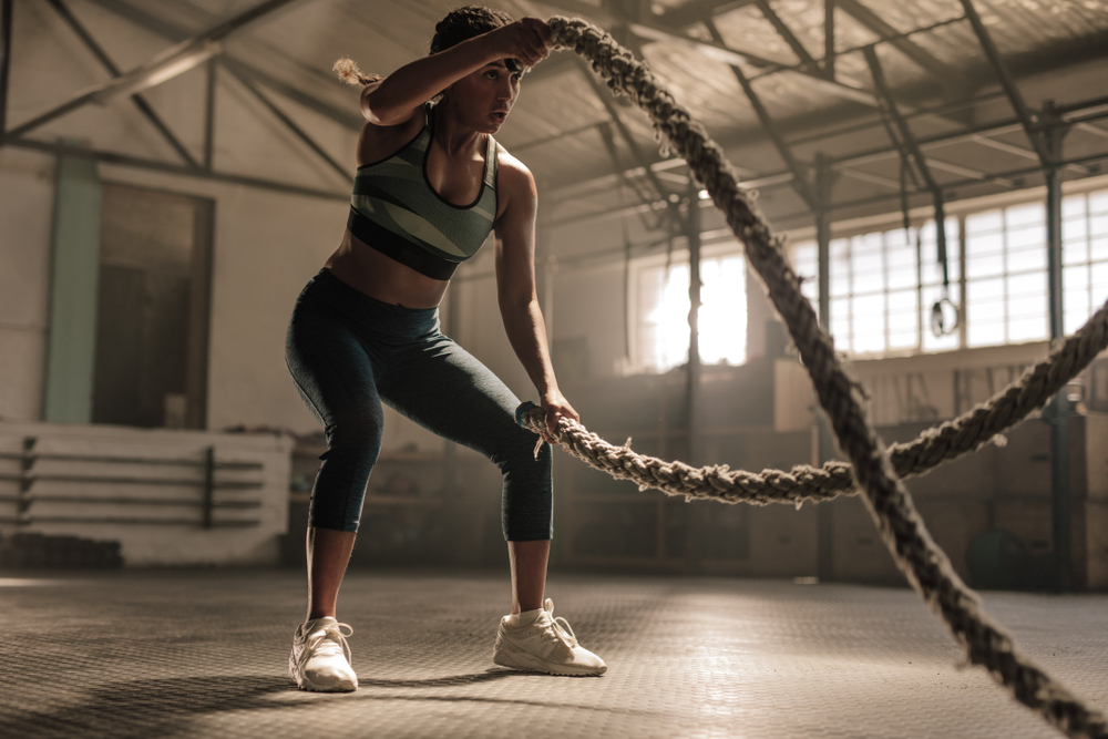 woman doing a rope exercise